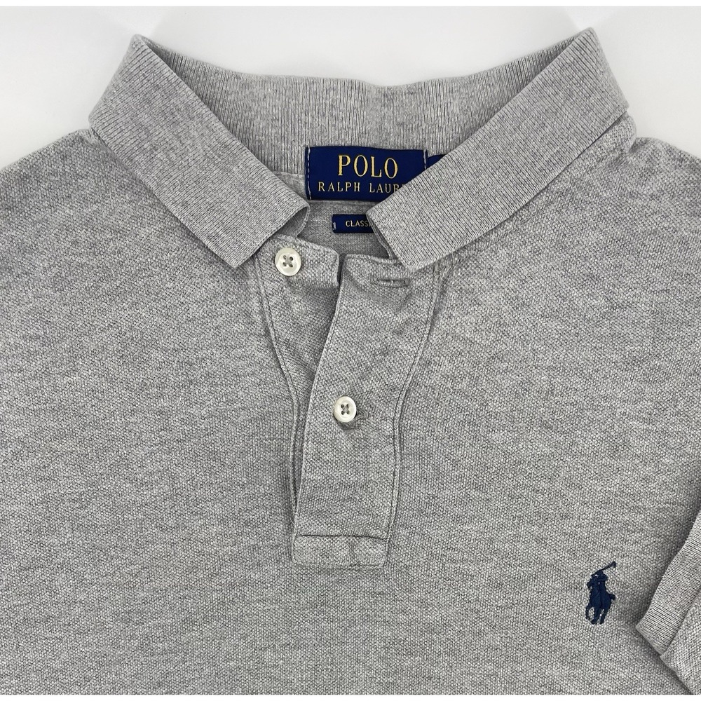 Polo Ralph Lauren Polo Shirt Mens Lg Grey Classic Fit Short Sleeve Preppy Golf